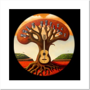 Acoustic Guitar Tree Of Life Guitar Player Nature Guitarist Posters and Art